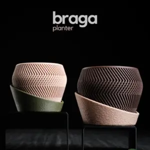 BRAGA – geometrikus kaspó körbeölelő tálcával