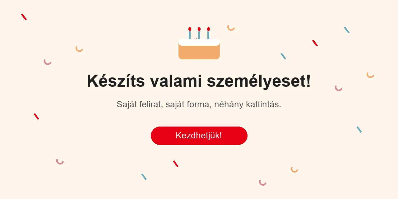 BOLDOG SZÜLINAPOT! feliratú kiszúró készítése: szöveg, forma, méret, Barack szín és kosárba helyezés.